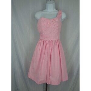 Lilly Pulitzer Addison Pink Seersucker Stripe One Shoulder Dress Size 00 New